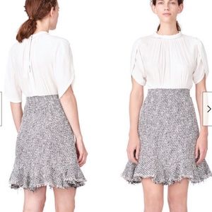 Rebecca Taylor Womens Silk and Tweed Short Sleeve Dress Cream Multicolor Size 2